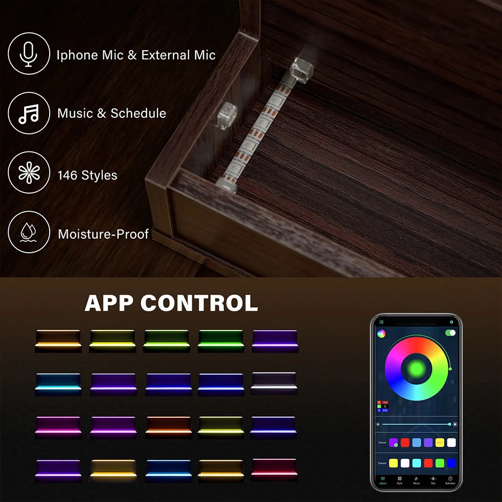 LED Lighted Liquor Shelves Wooden Bottle Display Shelf with App Remote Control for Home Bar Pub Restaurant Party Supplies 20 Inch