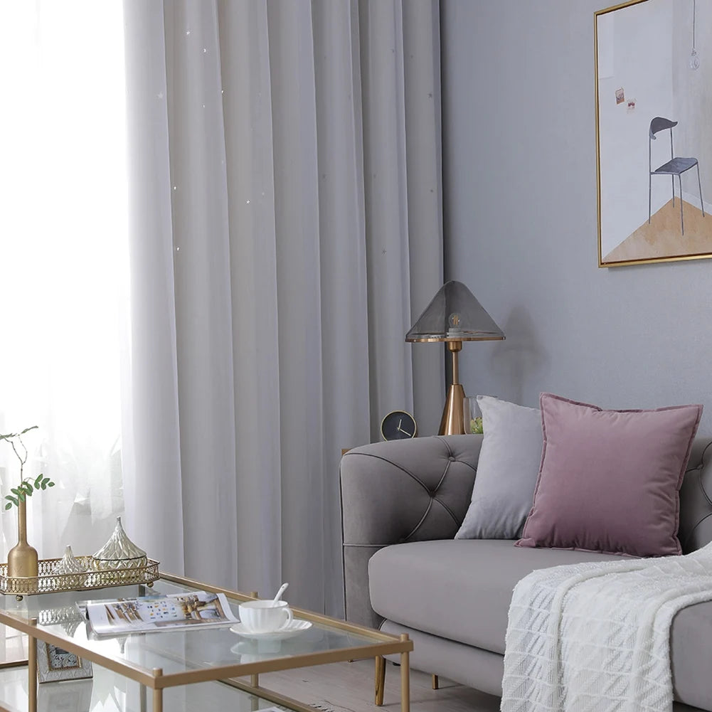 Hollow Star Curtain With Cutout Drape Room Darkening 40x84