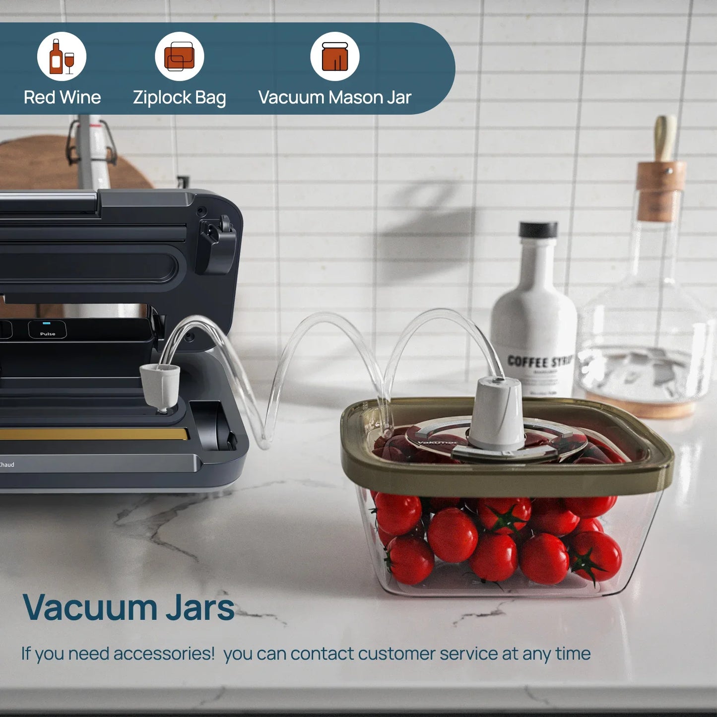 Vakumar VH1506 Vacuum Sealer Machine Sous Vide Handle Type 80Kpa Multifunctional Convenient Household Vacuum Sealer