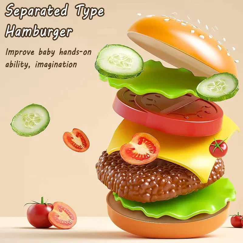 Kid Kitchen Toy Set Hamburger Pizza Fries Pretend Play