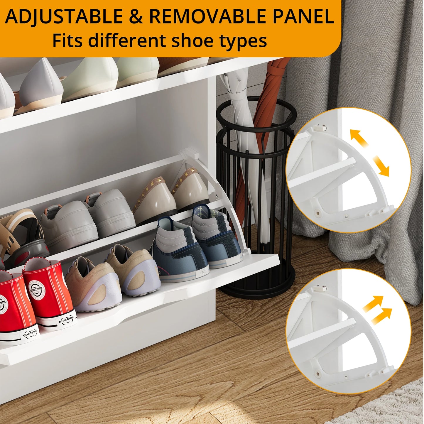 VOWNER Shoe Storage Cabinet with 4 Flip Drawers Freestanding Shoe Cabinet for Home Furniture