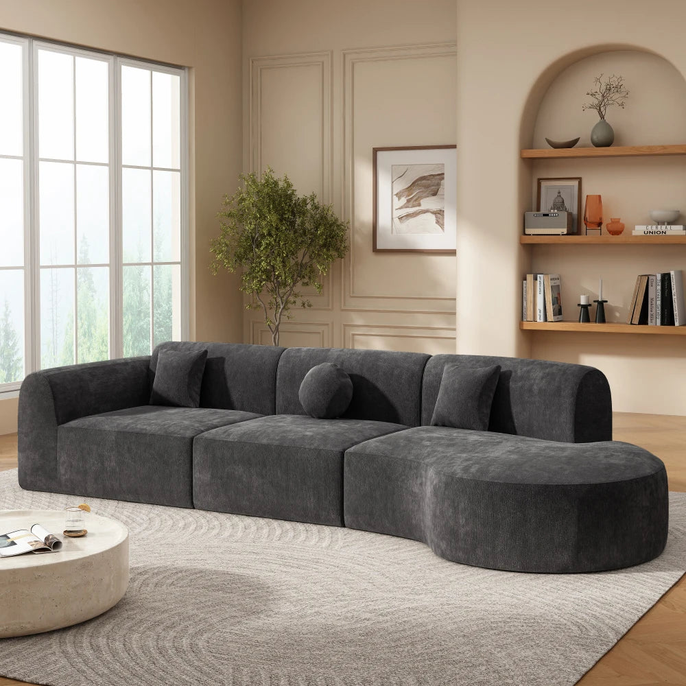 Elegant Green 140 Inch Curved Sectional Sofa 6 Seater