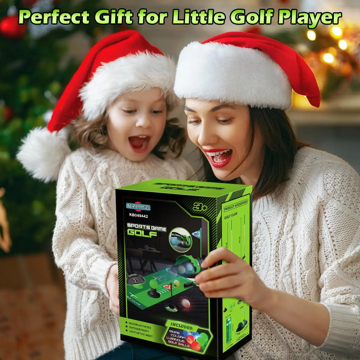 Kids Toy Golf Club Set with LED Automatic Ball Returner and Golf Putting Mat for Toddlers Mini Golf Game Sports Gift for Boys and Girls Age 3 and Up