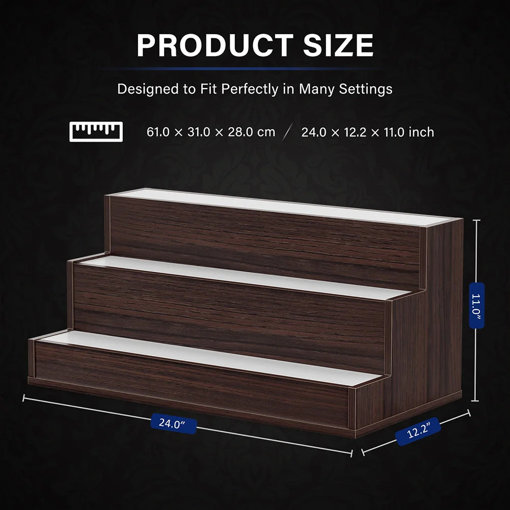 LED Lighted Liquor Shelves Wooden Bottle Display Shelf with App Remote Control for Home Bar Pub Restaurant Party Supplies 20 Inch