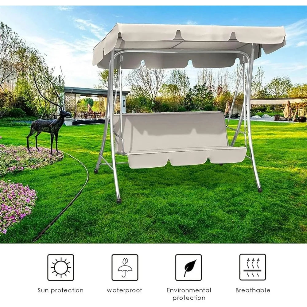 Outdoor Swing Canopy Replacement Cover Set with Cushion Covers for Patio Swing Weather Resistant UV Protection Easy Installation