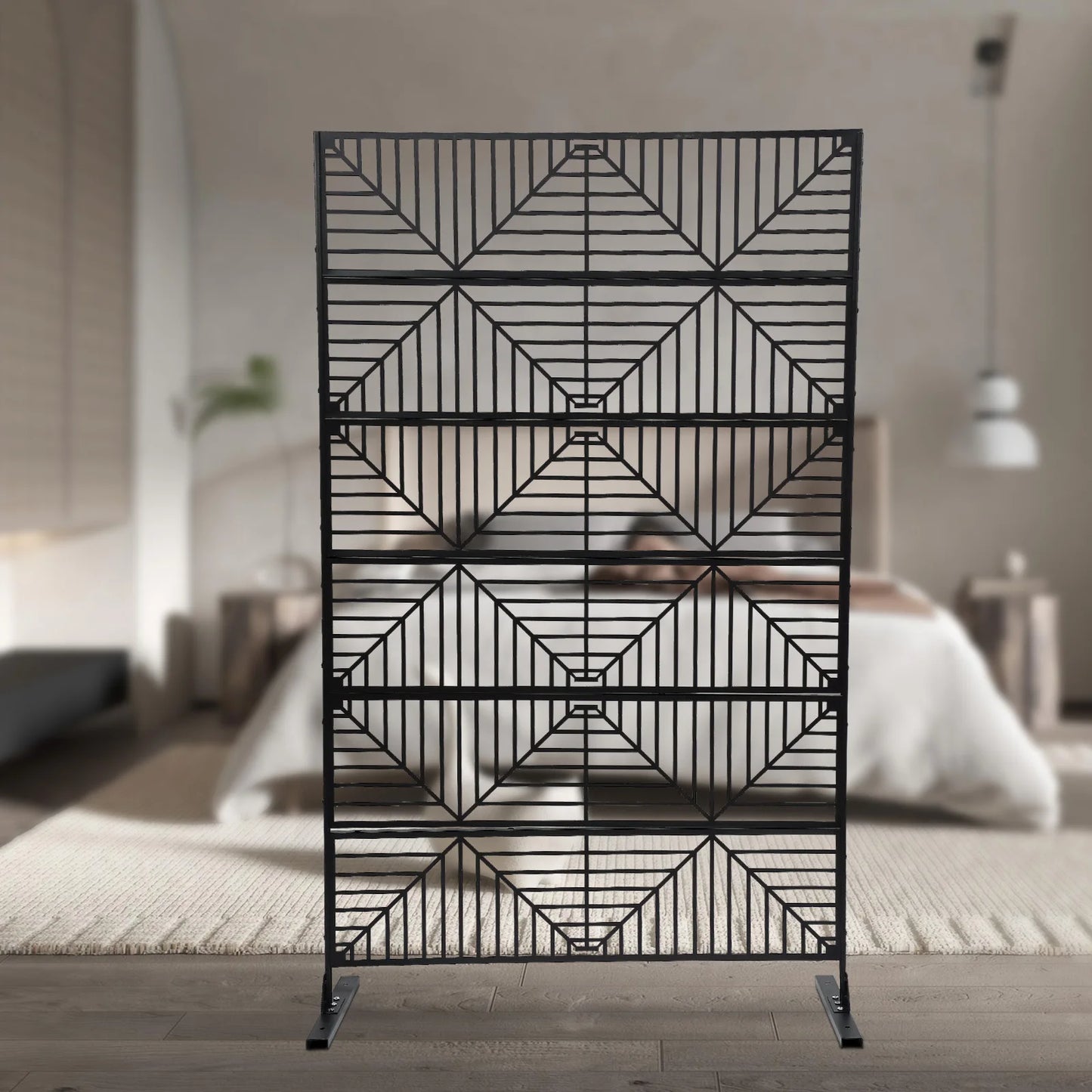 Outdoor Privacy Screens and Panels for Patio Metal Privacy Fence Screen Freestanding Decorative Room Divider Hollow Stripes