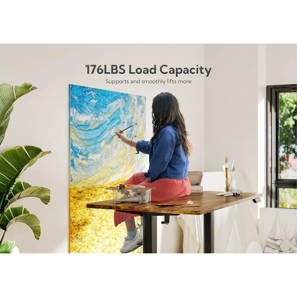 Electric Standing Desk Adjustable Height Stand Up Desks 24x48 Inches Sit Stand Home Office Desks with Splice Board and Frame