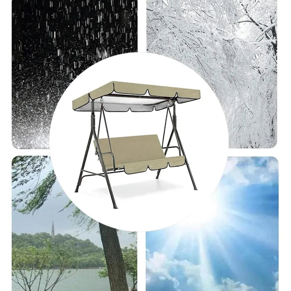 Outdoor Swing Canopy Replacement Cover Set with Cushion Covers for Patio Swing Weather Resistant UV Protection Easy Installation