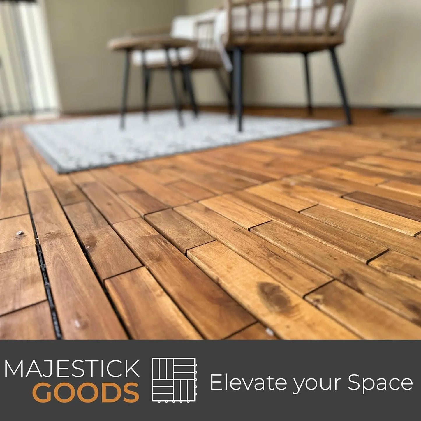 Interlocking Deck Tiles 24x12 Acacia Hardwood Outdoor Patio