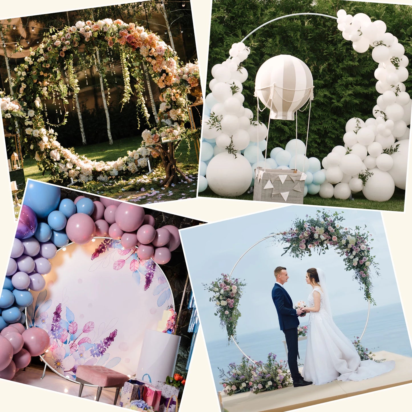 Metal Circle Stand Wedding Arch Round Balloon Arch Flower Background Arch DIY Frame Birthday Party Baby Shower Decoration White