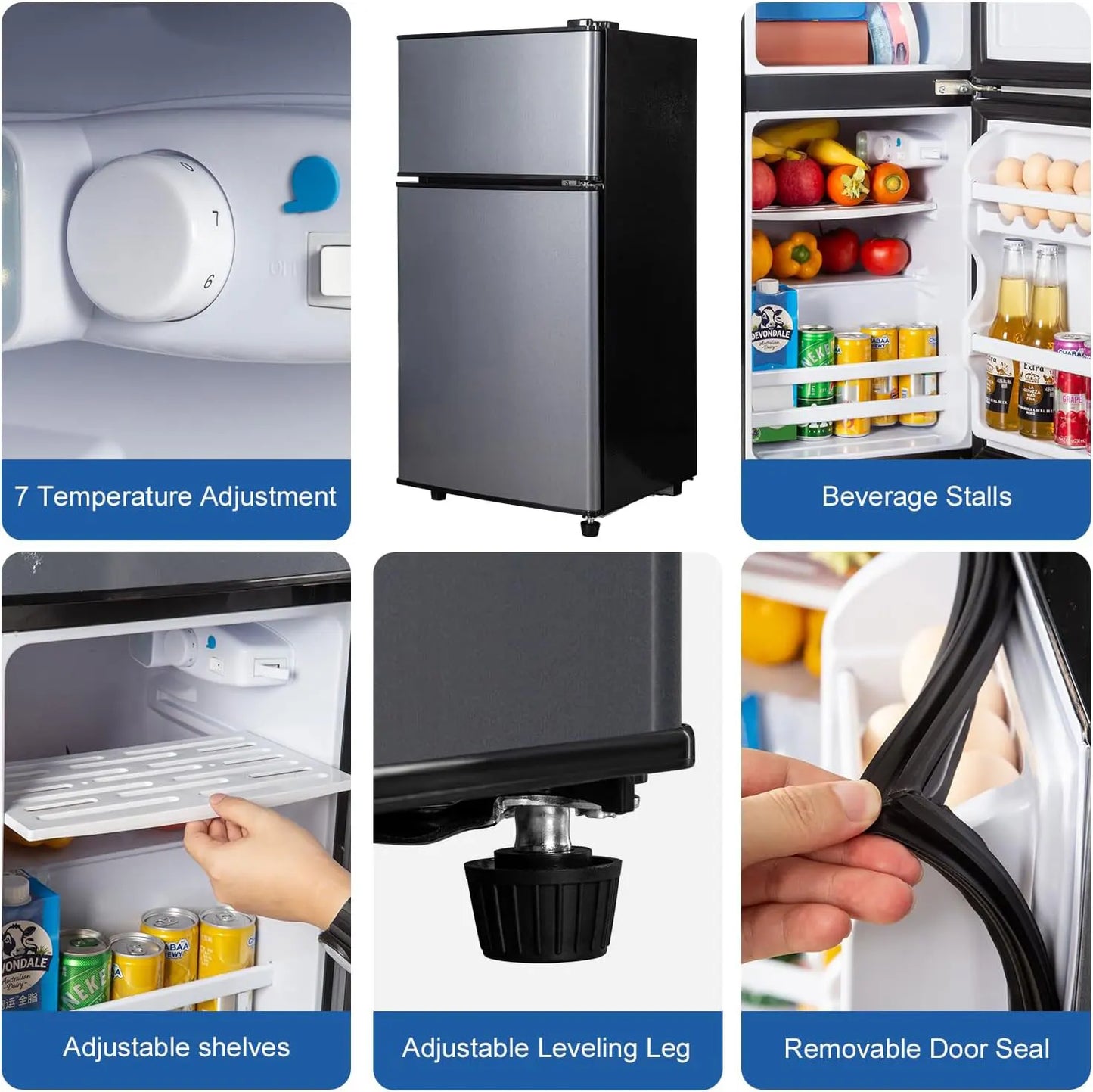 Mini Fridge With Freezer 2.9 Cu Ft Dual Door Refrigerator