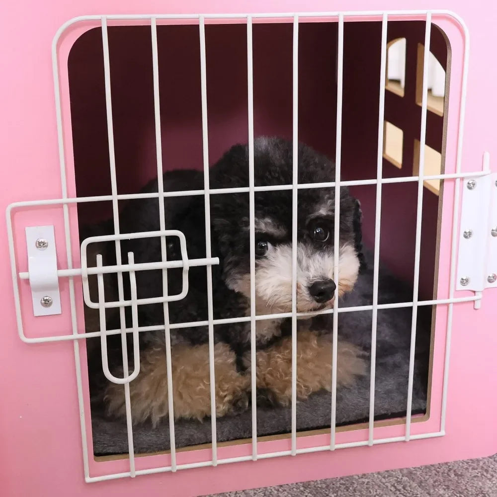 Cozy Wooden Indoor Dog House for Small Dogs and Cats Detachable Roof Design