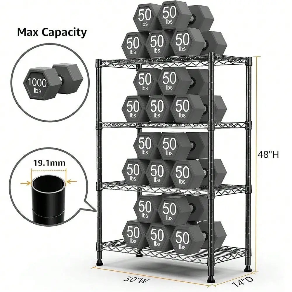 Black Metal Wire Shelving Unit Organizer for Kitchen Storage