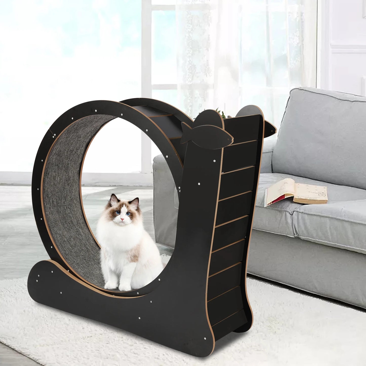 Cat Exercise Wheel Large Treadmill With Carpet Runway Black