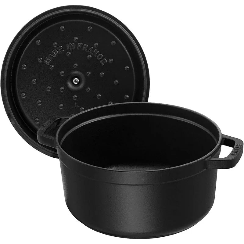 Staub Cast Iron Dutch Oven 7 Qt Round Cocotte Black Matte
