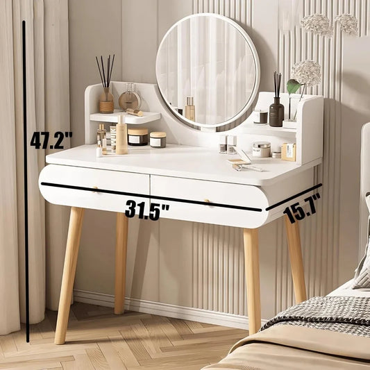 Luxury Vanity Dressing Table with Mirror White Storage