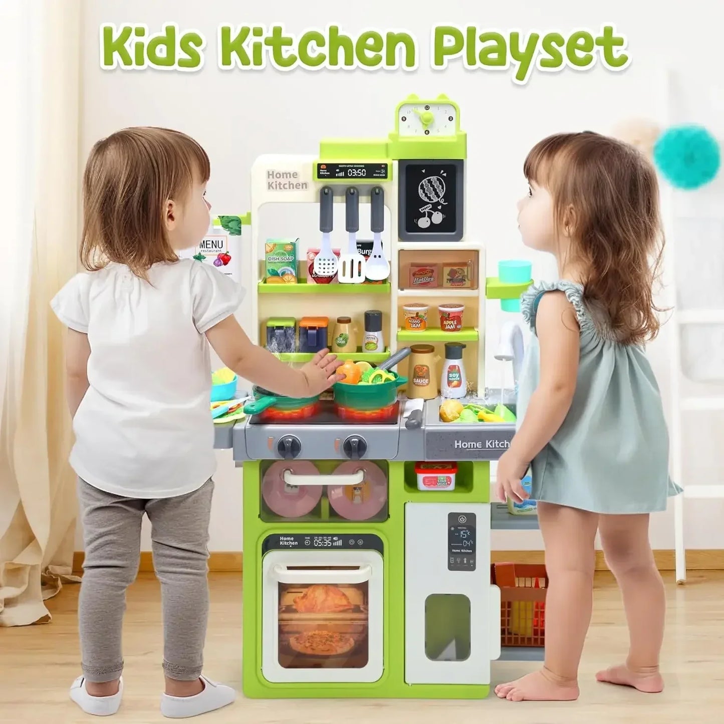 Kids Kitchen Playset With Sounds And Lights For Toddlers