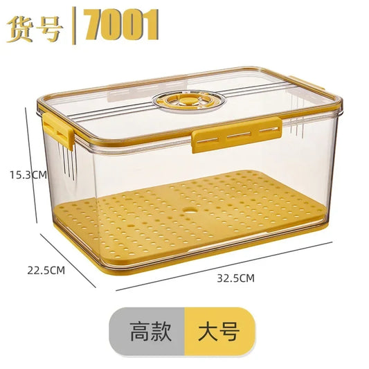 Kitchen Storage Food Organizer Container Seal Stable Cans for Fridge High Capacity Fresh Eggs Vegetable Fruit Storage Box Gray