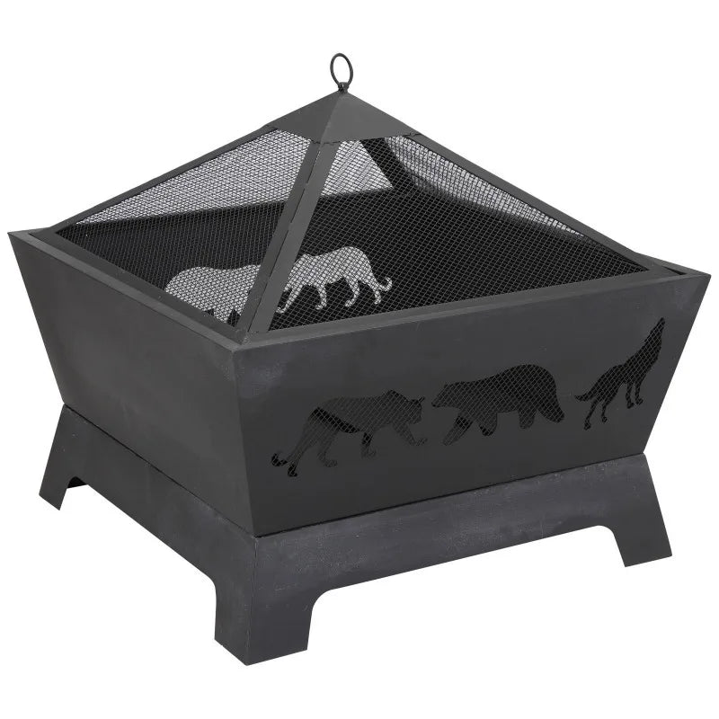 Barrone Outdoor Fire Pit Patio Garden Backyard Stove Brazier Fireplace Black Iron 27.45lb