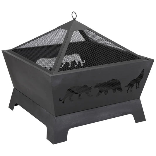 Barrone Outdoor Fire Pit Patio Garden Backyard Stove Brazier Fireplace Black Iron 27.45lb
