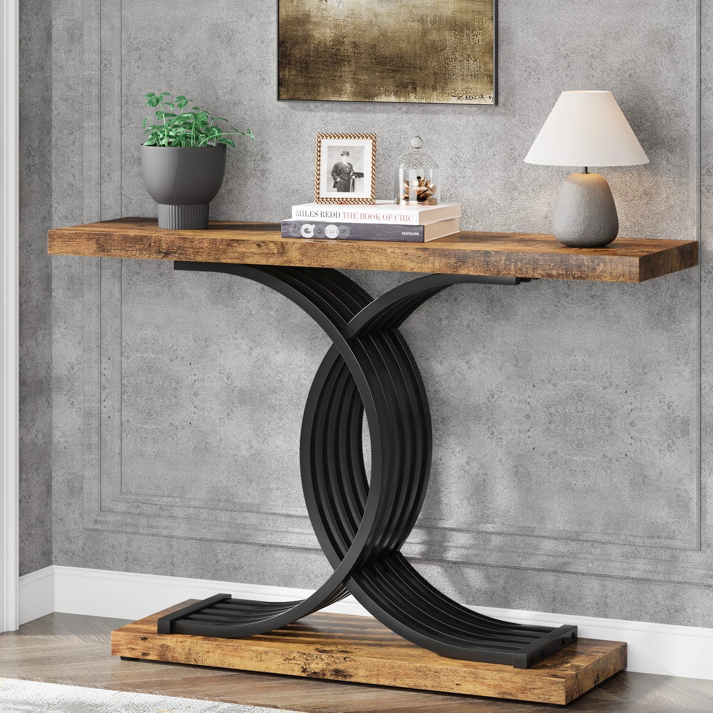 Tribesigns Gold Entryway Table 39 Inch Faux Marble Console