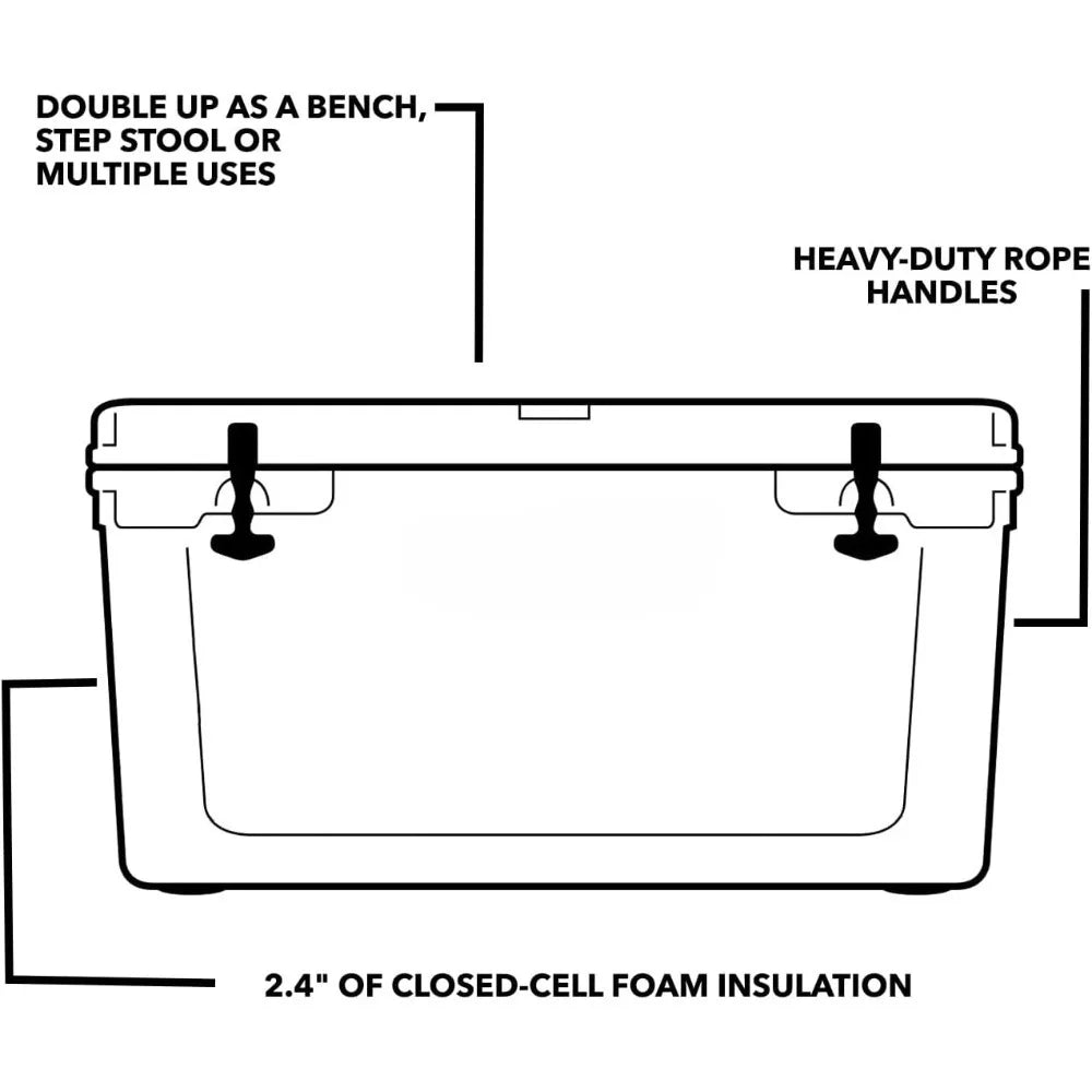 65 Quart Ultra Tough Cooler Insulated Ice Chest for Outdoors
