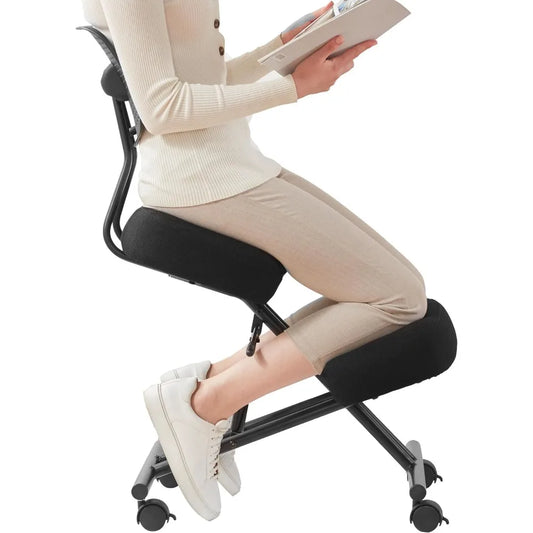 Ergonomic Kneeling Chair with Back Support Adjustable Stool Modern Design with Smooth Gliding Casters
