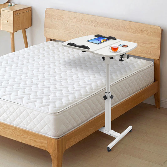 White MDF Carbon Steel Adjustable Laptop Stand With Wheels