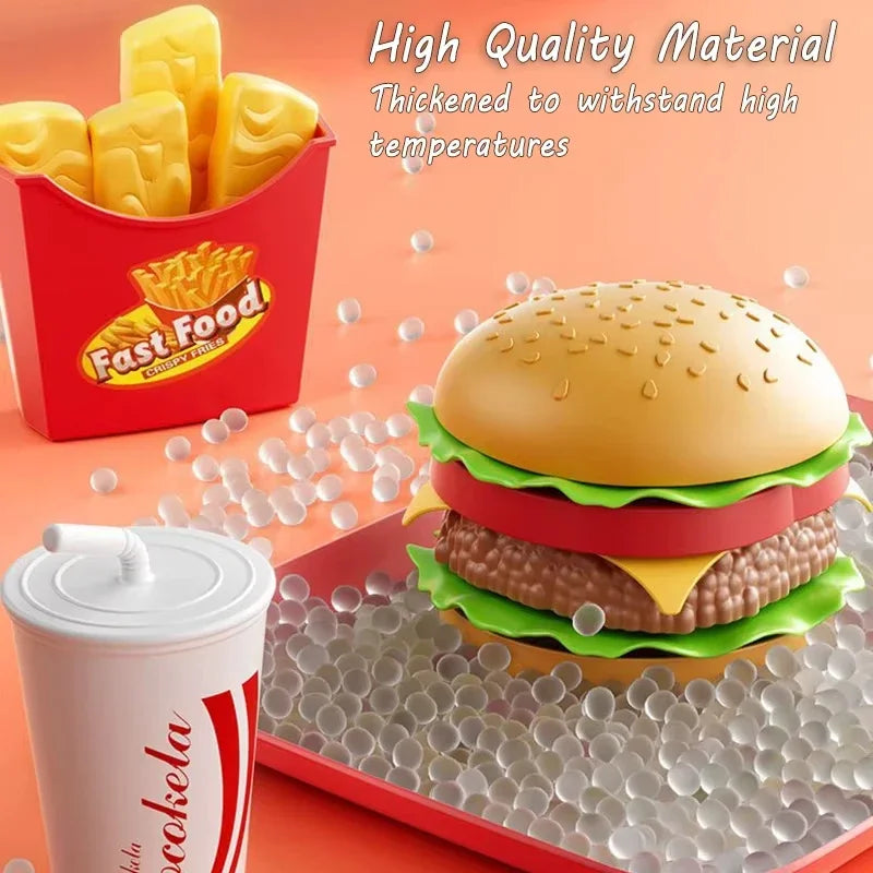 Kid Kitchen Toy Set Hamburger Pizza Fries Pretend Play
