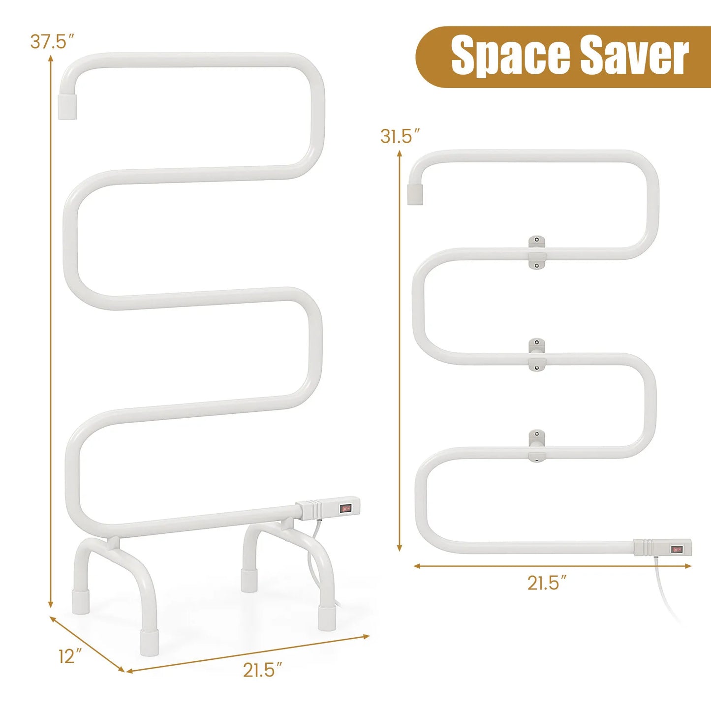 100W Electric Towel Warmer Rack Freestanding Wall Mount