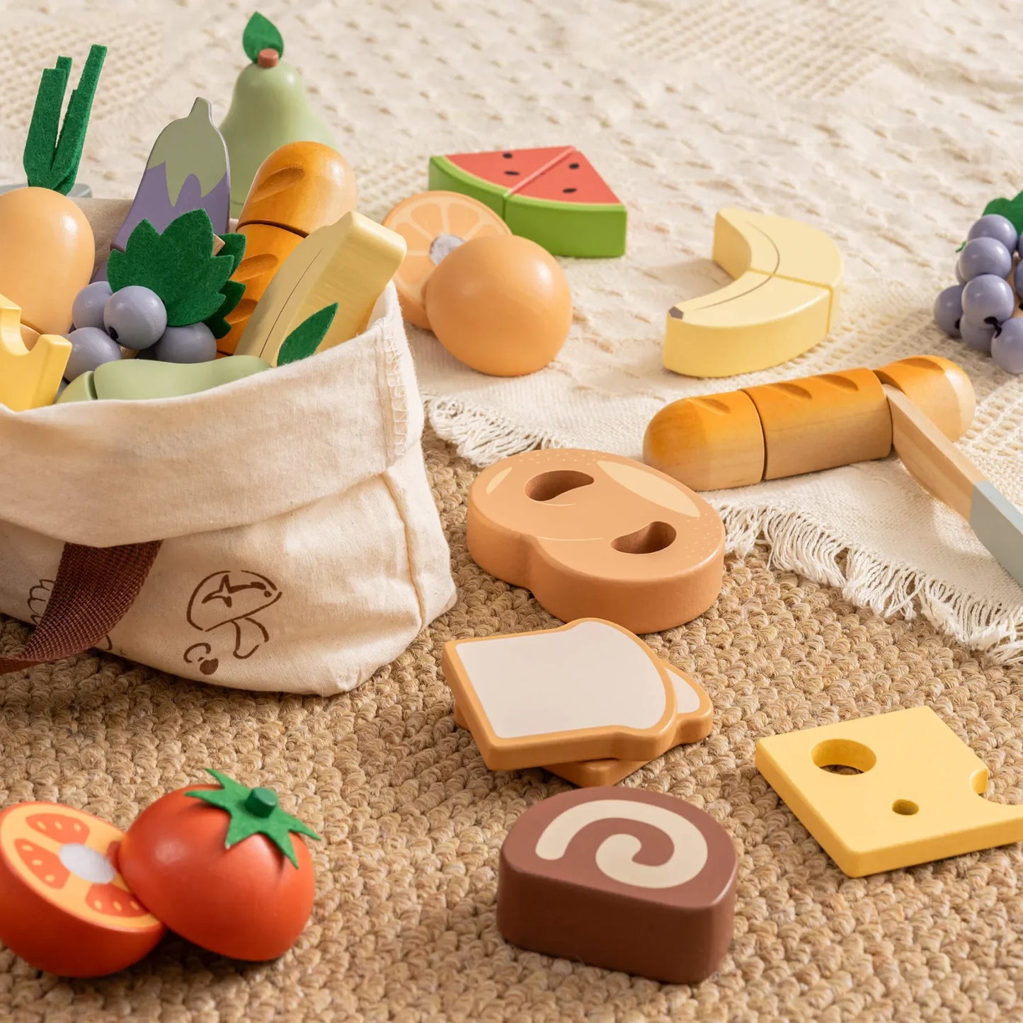 Robud Wooden Play Food 4 In 1 Cutting Set Pretend Kitchen