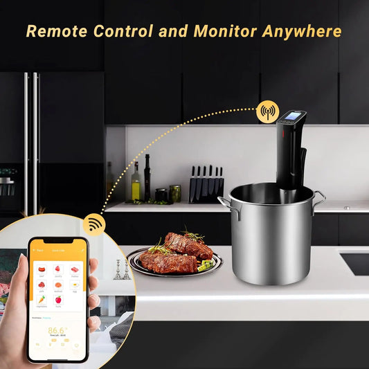 Wifi Sous Vide Machine ISV-100W 1000 Watts Sous Vide Cooker Circulator with 14 Preset Recipes and Calibration Function