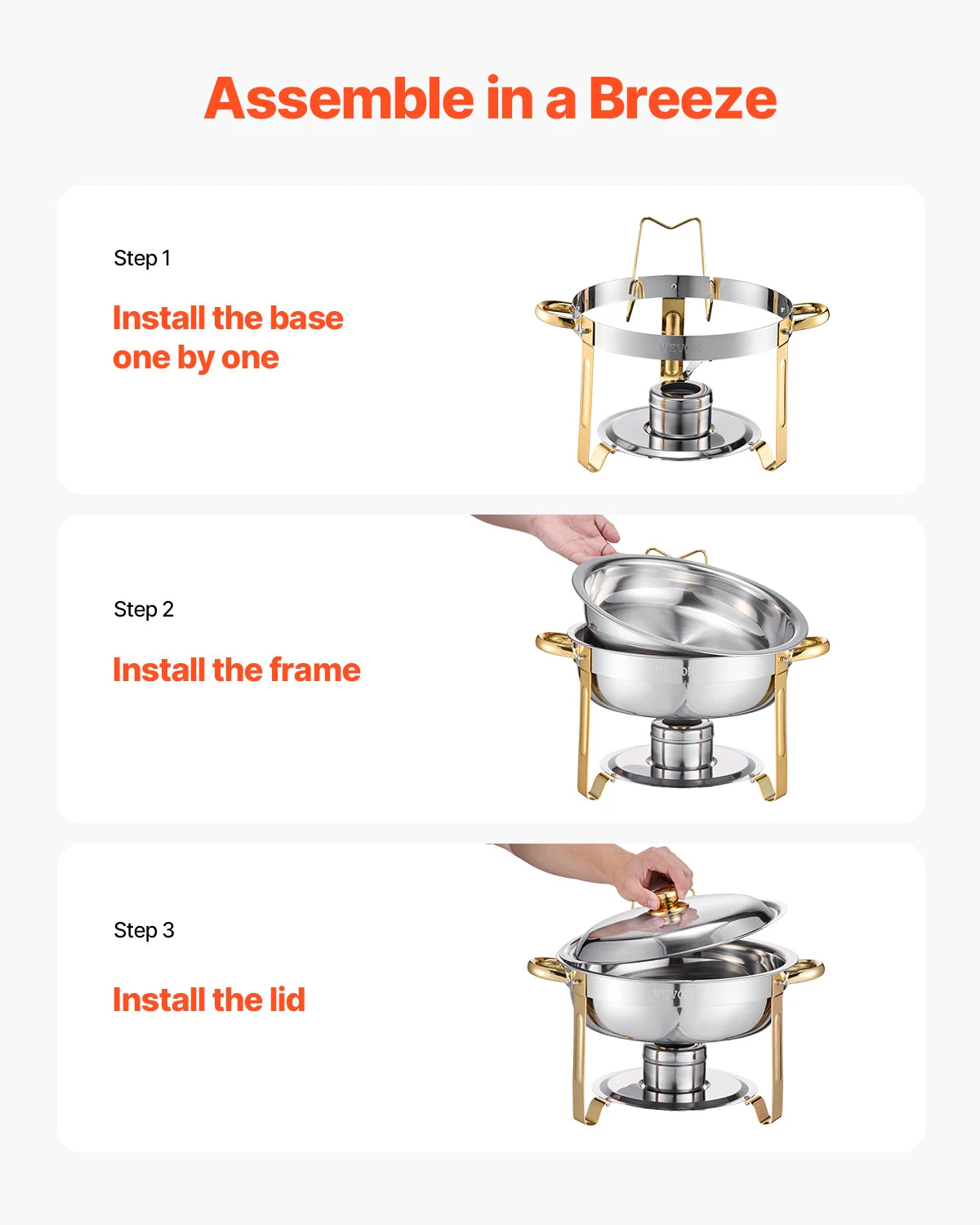 Vevor 4 Pack Chafing Dish Buffet Set Stainless Steel Chafer