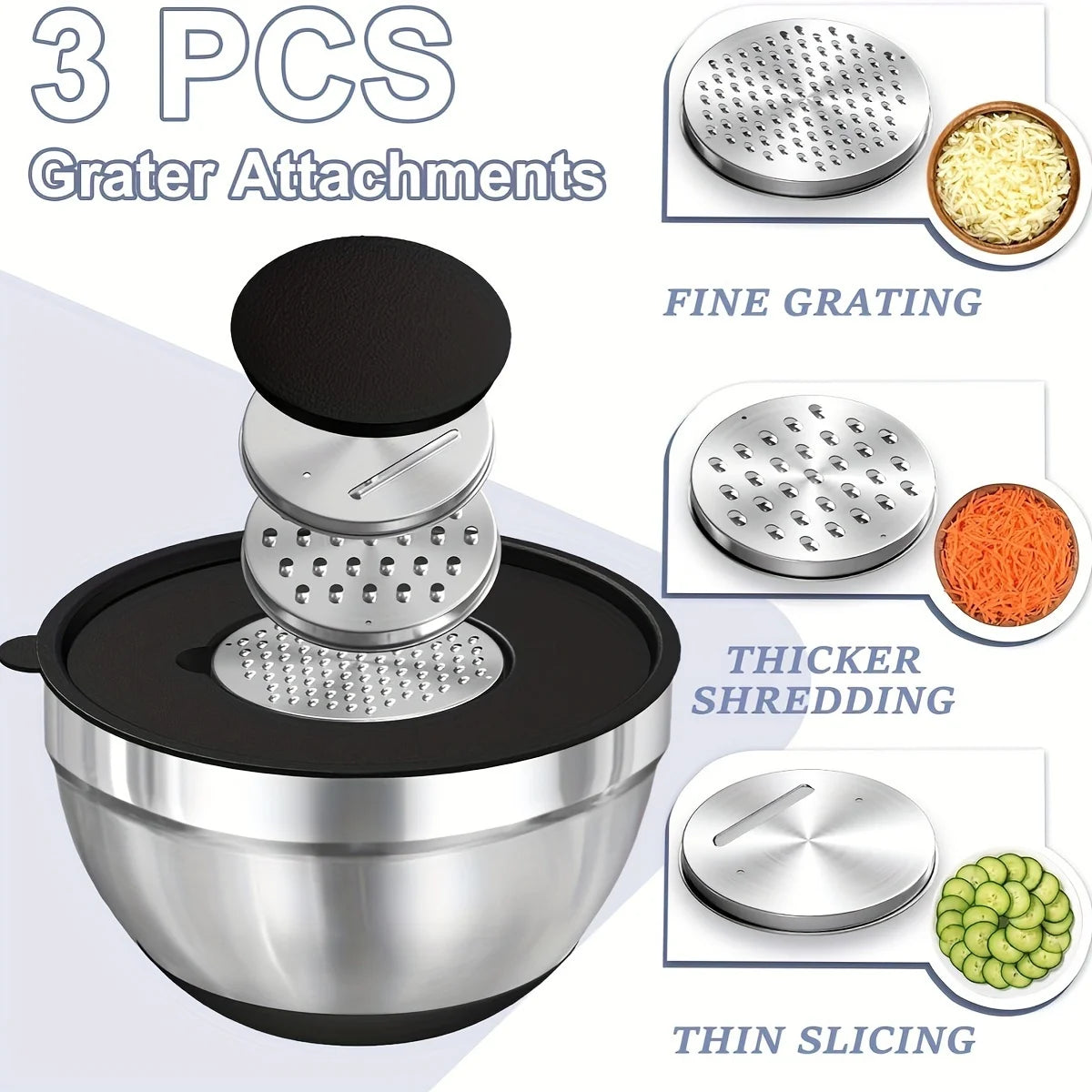 8Pc Stainless Steel Mixing Bowls With Airtight Lids Set
