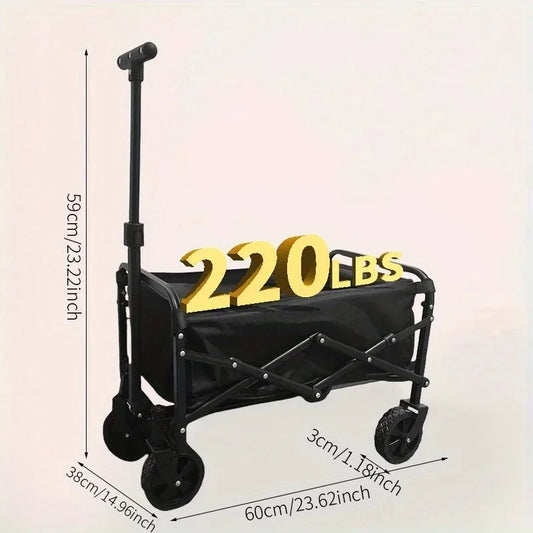 Collapsible Foldable Wagon Cart Heavy Duty Utility Cart With All Terrain Wheels 220 Lbs Capacity