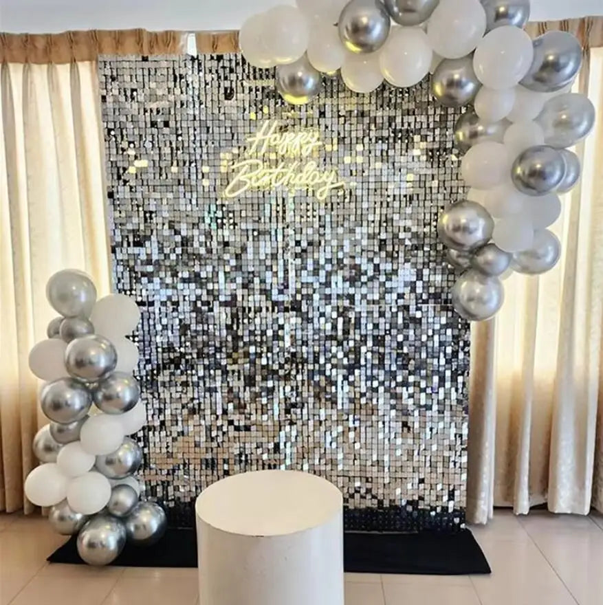 150x180cm Shimmer Wall Backdrop Silver Gold Sequin Panels Wedding Birthday Bridal Baby Shower Party Decor