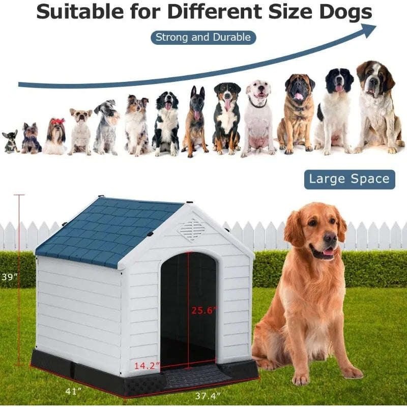 BestPet Dog House Indoor Outdoor Insulated Kennel Durable Plastic Dog House for Small Medium Large Dogs Weather and Water Resistant
