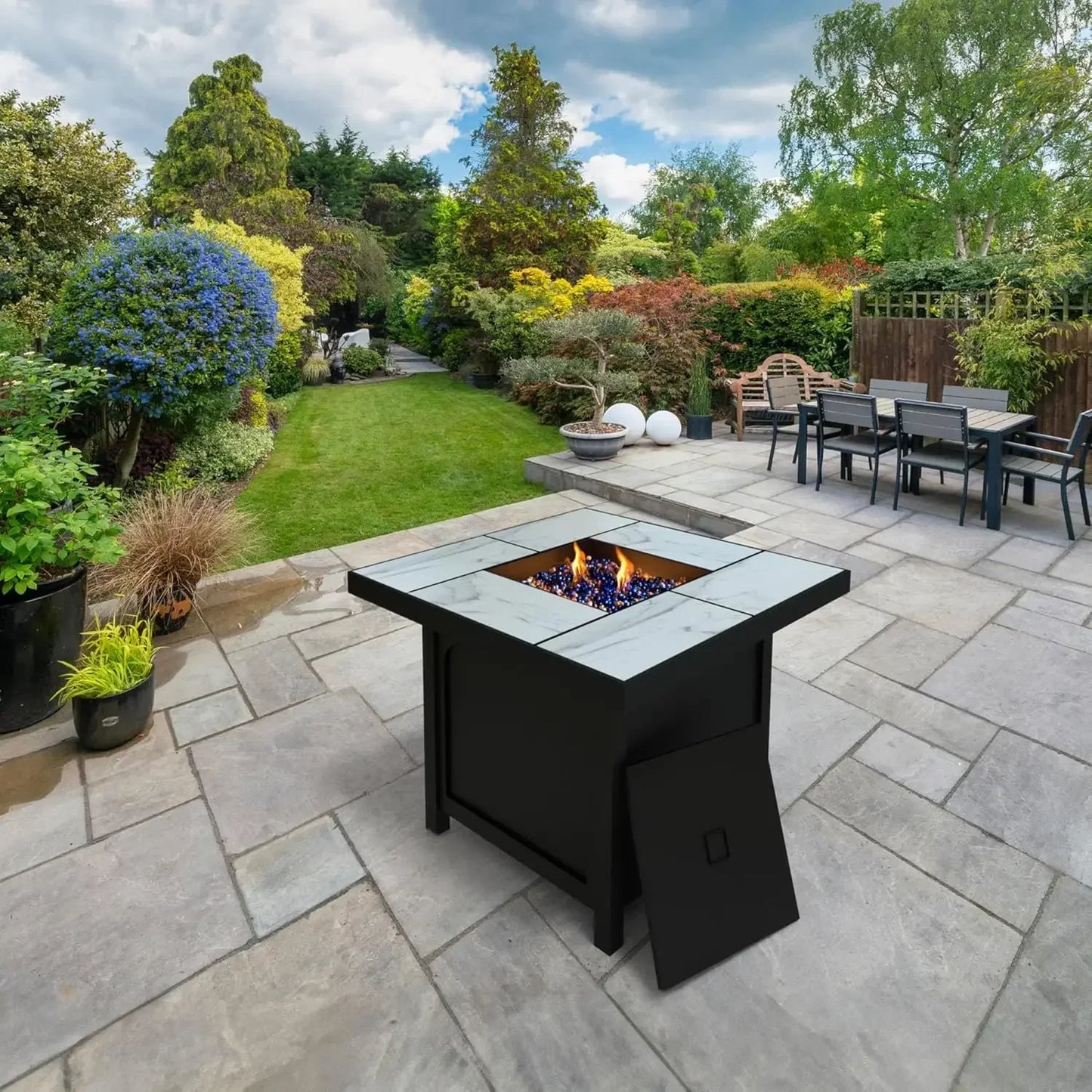 32 Inch Steel 50K BTU Smokeless Propane Gas Fire Pit Table for Outdoor Backyard Terrace Deck and Porch Heating Black