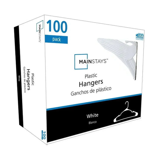 100 Pack Plastic Hangers Value Pack Arctic White Clothes Organization for Shirts Pants Sweaters and More