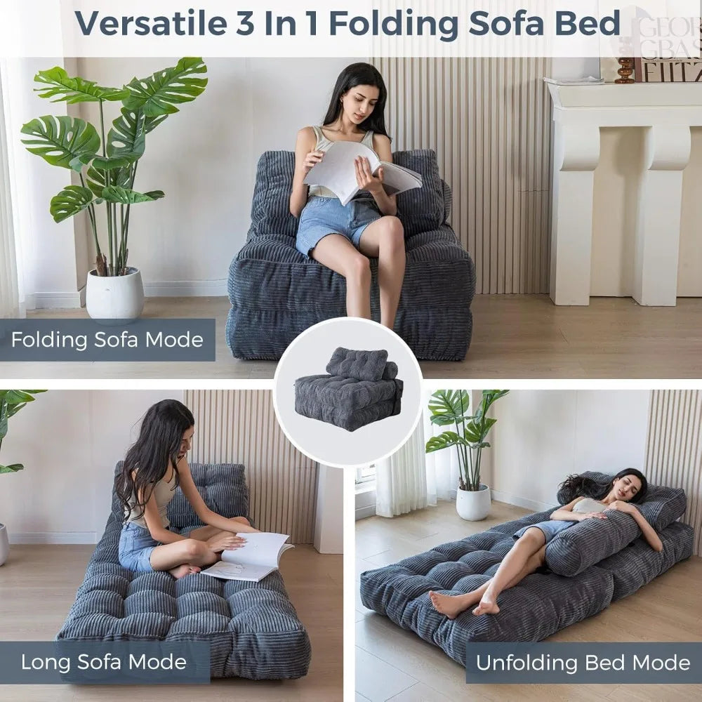 Portable Folding Sofa Bed Sleeper Chair With Back Support
