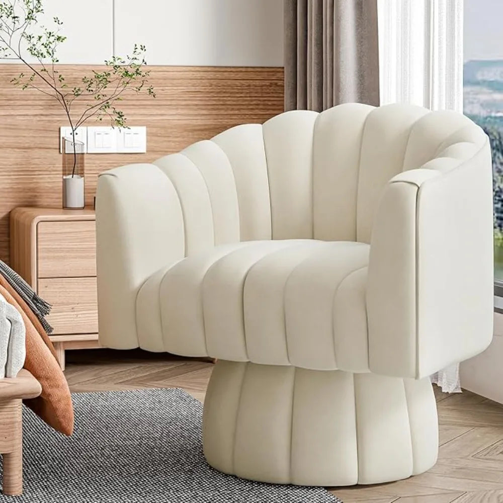 Chair Mid Century 360 Degree Swivel Chair,Modern Lounge Sofa Round Barrel Chair with Wide Upholstered,