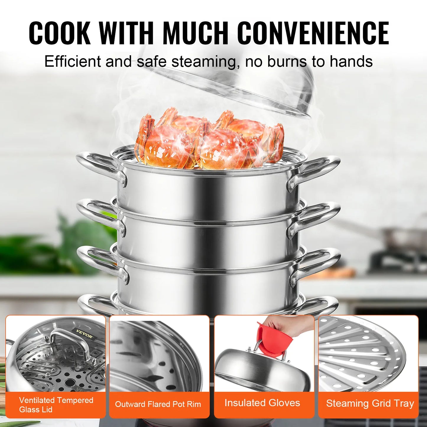 SucceBuy 5 Layer Food Steamer 28 To 30cm Stainless Pot