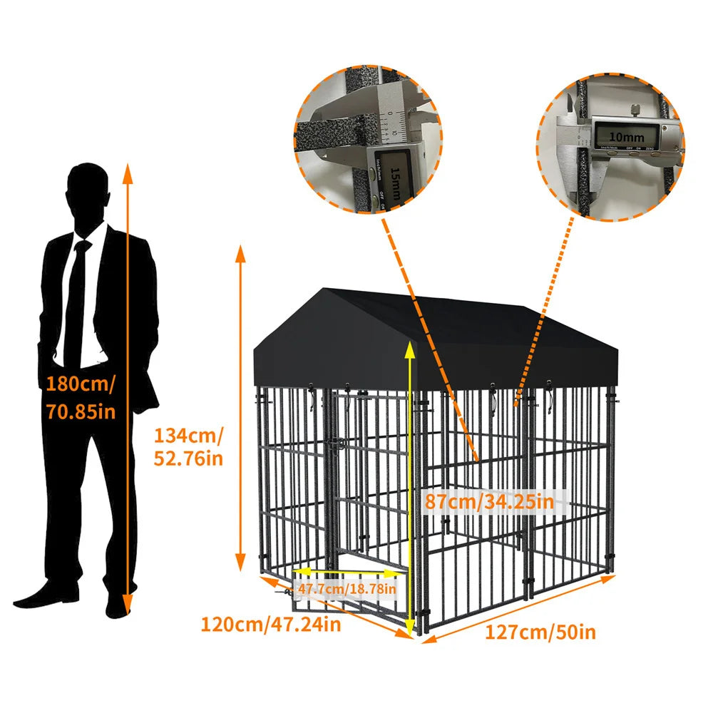Heavy Duty Large Dog Kennel Welded Metal Playpen With Roof