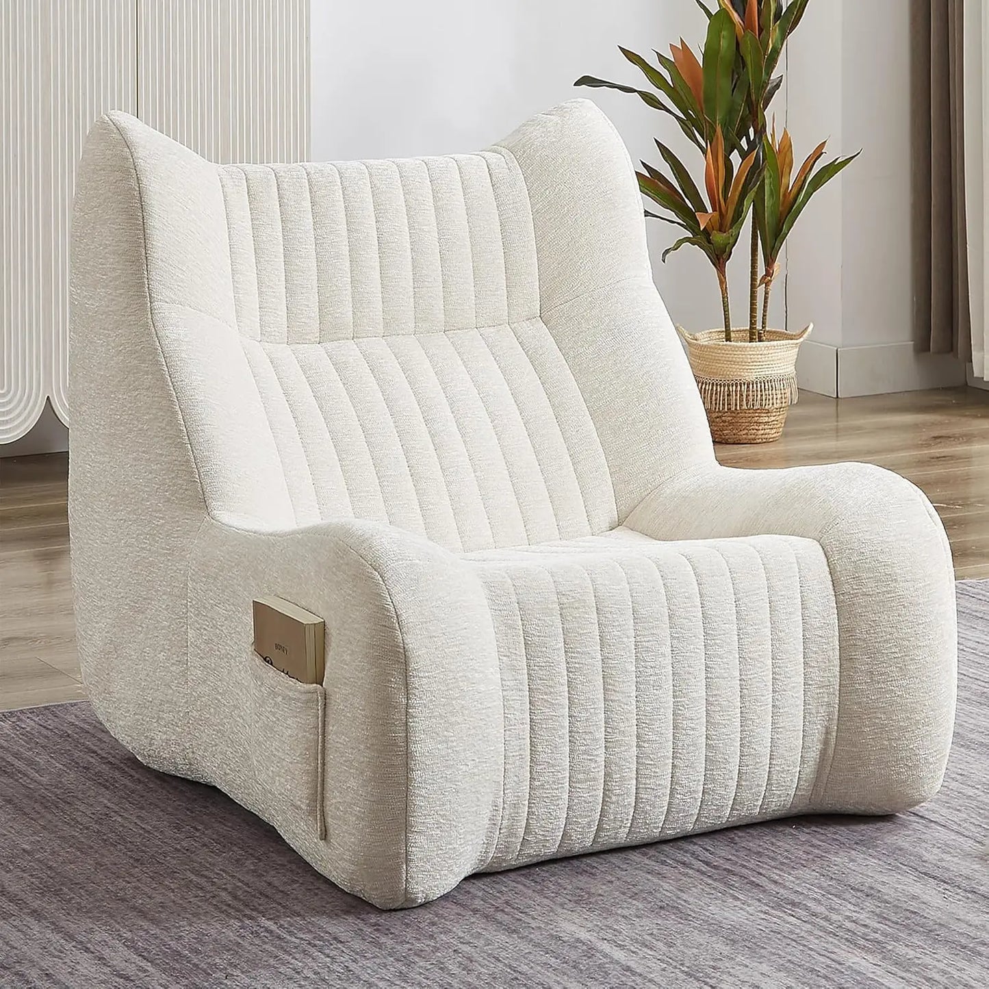 Pumpkin-Shaped Oversized Accent Chair, Upholstered Boneless Lounge Chair No Assembly, Morden Cloud Comfy Chair Wide Se