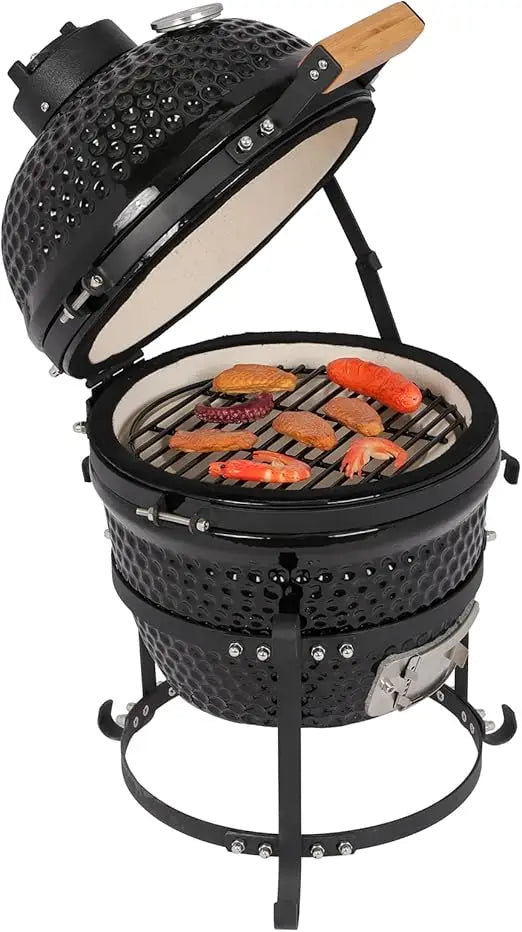 13" Kamado Charcoal Grill Portable Barbecue Grill BBQ Kettle Stand Lid Perfect for Outdoor Camping Patio Backyard Picnic