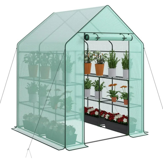 Portable PE Cover Greenhouse With Anchors And Ropes 3 Tier