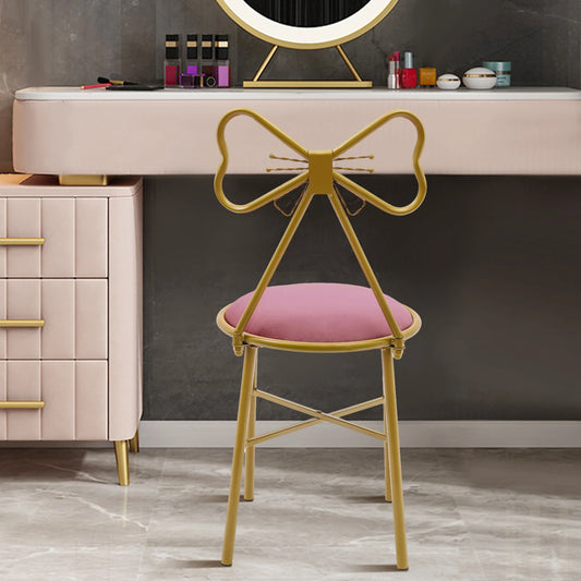 Deep Pink Butterfly Backrest Chair Butterfly Shaped Vanity Chair Metal Backrest Chair for Dresser Living Room Bedroom