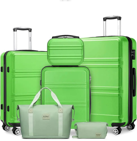 Kono 6 Piece Luggage Set ABS 20 24 28 Inches TSA Lock