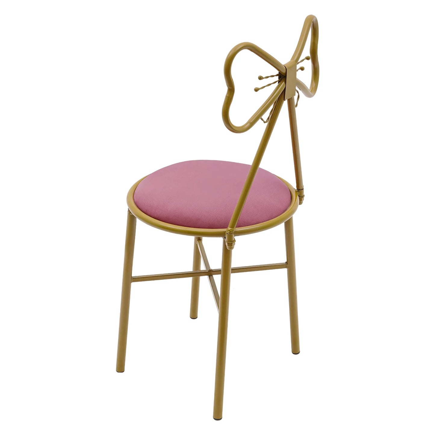 Deep Pink Butterfly Backrest Chair Butterfly Shaped Vanity Chair Metal Backrest Chair for Dresser Living Room Bedroom