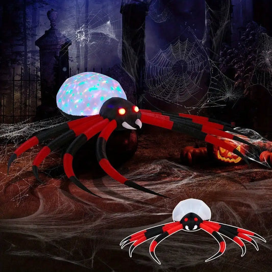 12FT Giant Halloween Inflatable Spider Yard Decoration with Rotating LED Light